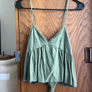Olive green tie back crop top